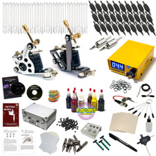 Complete Tattoo Kit HILDBRANDT ADVANCED 2 Coil Machine Pre-tuned GUN Ink Set