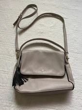KATE SPADE Miri Chester Street CrossBody Purse Handbag Taupe Soft Pebble Leather