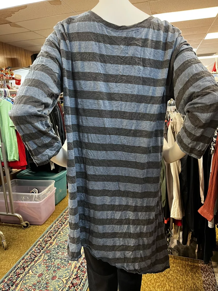 Blue and Grey Striped Long Sleeve