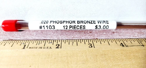 Tichy Train 1103 Phosphor-Bronze Wire - 8" Long - .020" Diameter package of 12 - Picture 2 of 2