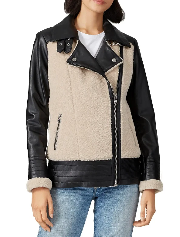 Chaqueta Sherpa AVIADOR Pizarra y Sauce Cuero Negro Imitación Talla Pequeña Foto 3 de 4