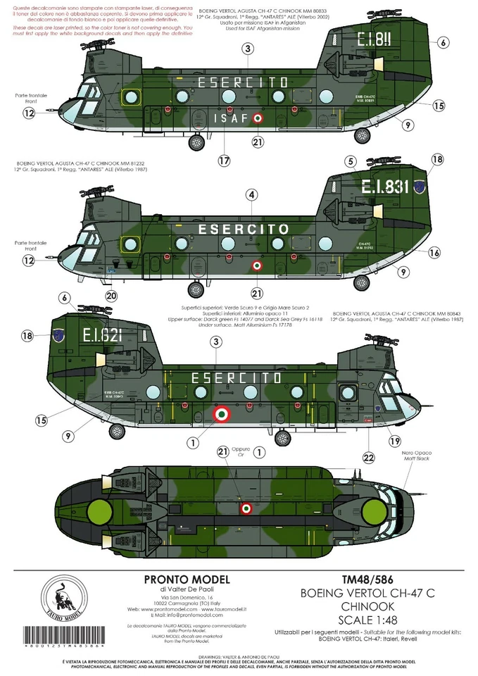 TAURO MODEL TM48/586 AGUSTA BOEING VERTOL CH-47C CHINOOK SCALA 1:48 - Immagine 2 di 3
