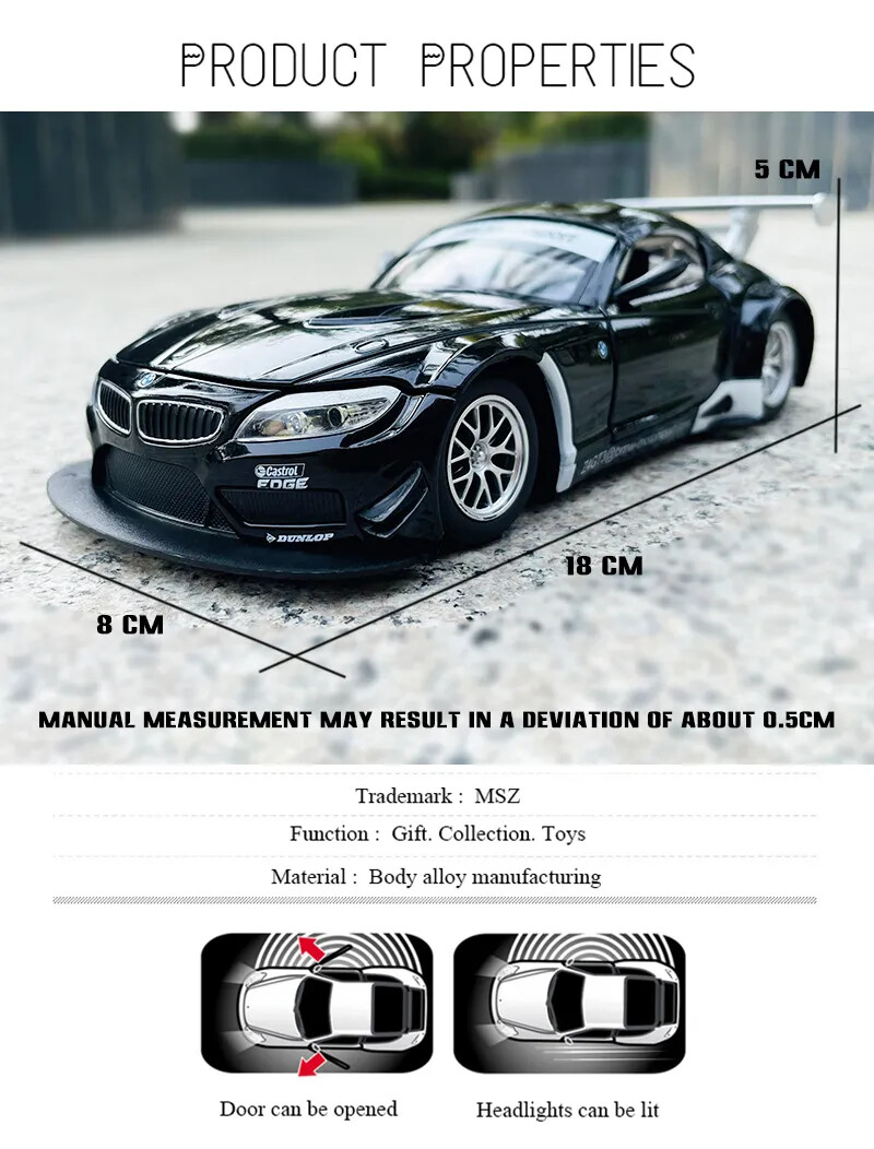 MSZ 1:24 M4 DTM M6 GT3 Z4 GT3l box alloy car model Diecast Model