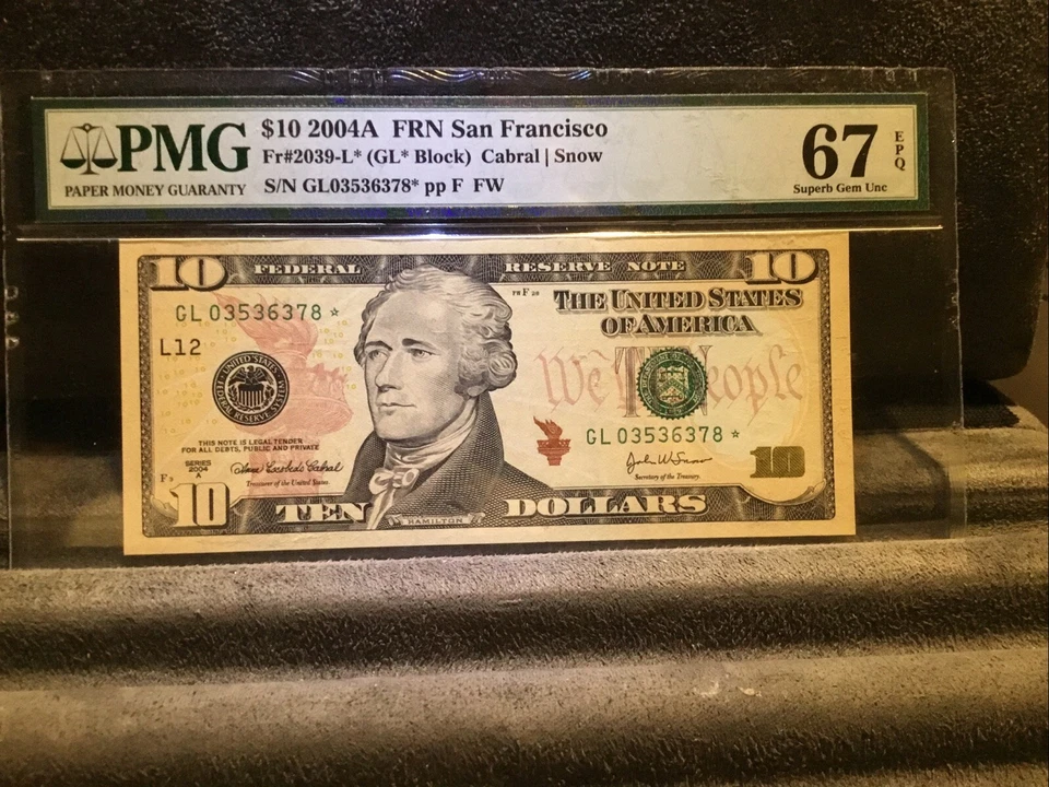 FR.2039-L* 2004-A $10 FW *STAR* FRN SAN FRANCISCO, CA PMG GEM UNCIRCULATED-67EPQ - Image 2 of 4