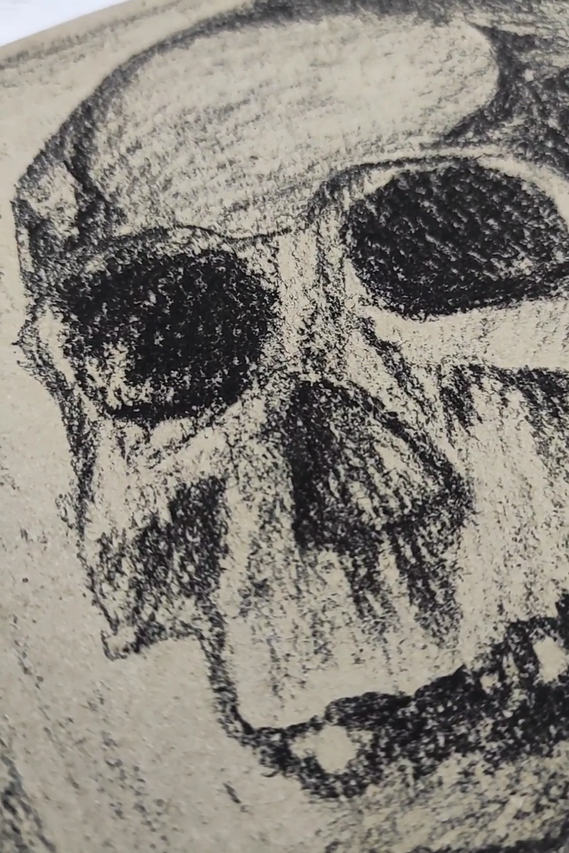 Original Painting Skull Vanitas Still Life Paper Charcoal Pencil