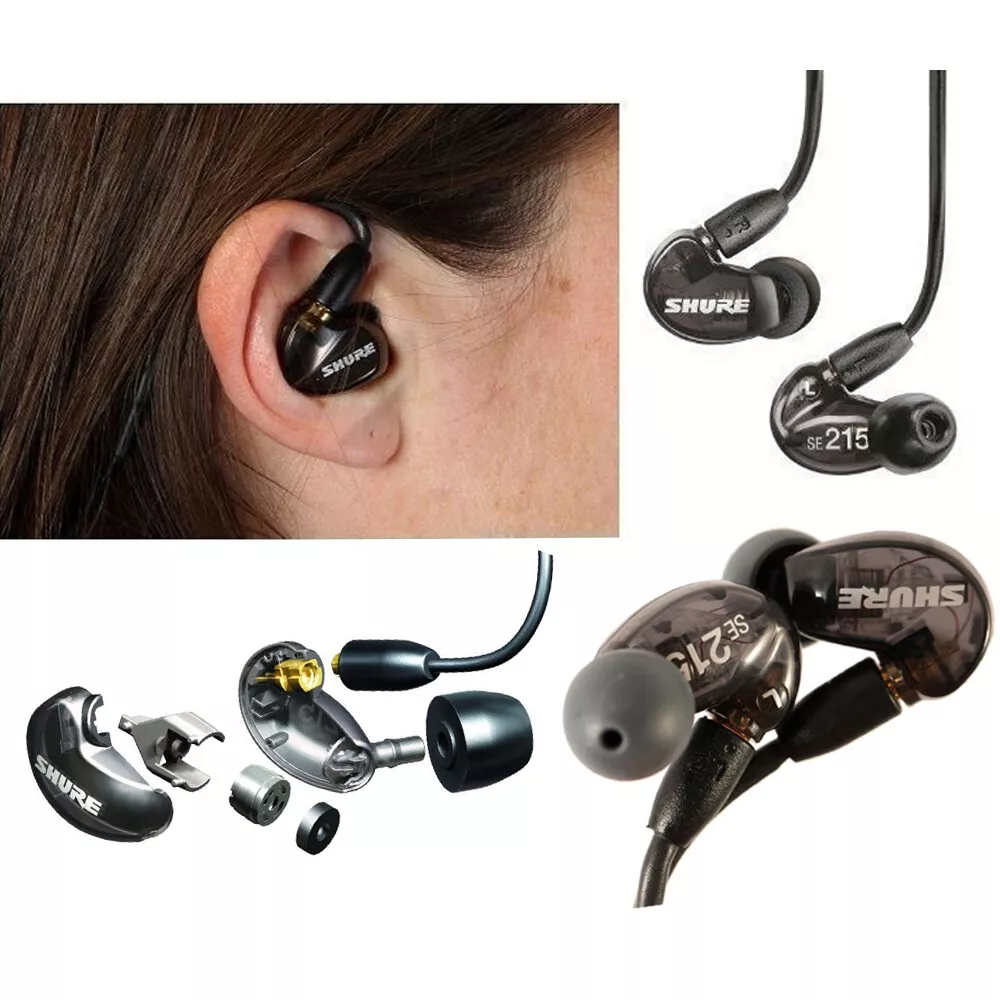 New SHURE SE215 Sound Isolating In Ear Pro Stereo Earphones SE 215 BLACK