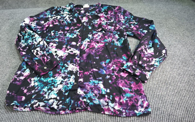 Jacklyn Smith Collection Woman Blouse XL PurpleMulticolor Buttoned L-S Pocket