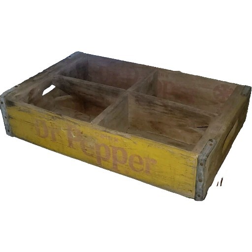 Vintage Dr. Pepper Double Wooden 4-Slot Case Crate for Four Six