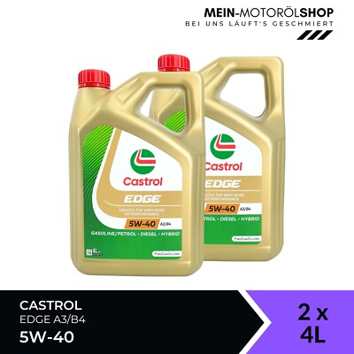 Castrol Edge 5W-40 A3/B4 API SP MB Renault VW BMW Motoröl 2x4 Liter = 8 Liter