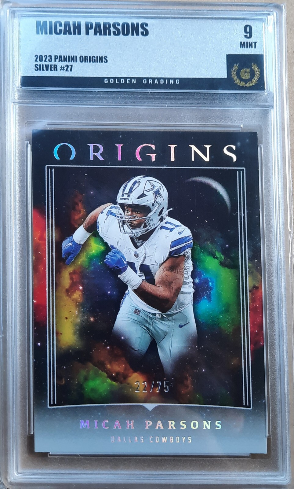 Micah Parsons 2023 Panini Origins #27 Silver /75 Golden Grading (GG) 9 Mint
