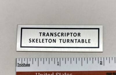 Transcriptor Skeleton Turntable Silver Custom Replacement Badges