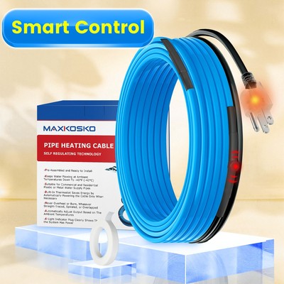 MAXKOSKO 40FT Water Pipe Heating Cable, Heat Tape for Pipes Freeze Protection