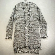 Carlisle Cardigan Sweater Womens Large Open Knit Duster White blue black boho