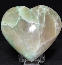 💚169g GREEN MOONSTONE HEART  Crystal Mineral Garnierite Palm Stone Witch Chakra