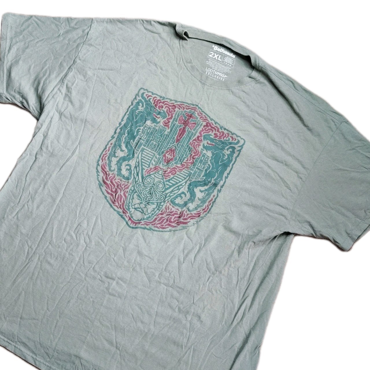 Bethesda The Elder Scrolls T-Shirt Mens 2XL Green LootWear Graphic Tee