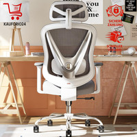 BüRostuhl Ergonomisch 3D LendenstüTze 3D Armlehnen V-FöRmiges RüCken-Design Weiß