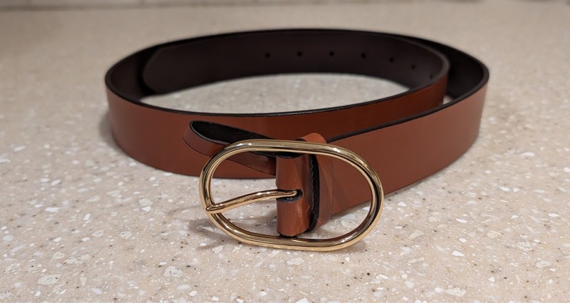 J.Crew Factory Oval Buckle Italian Leather Belt Womans Pecan Brown