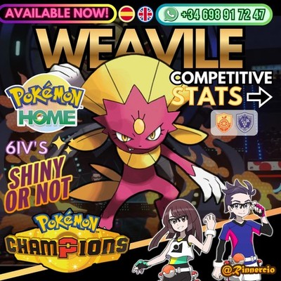 Weavile 6IVs Shiny Competitive VGC for Pokemon Champions and Home