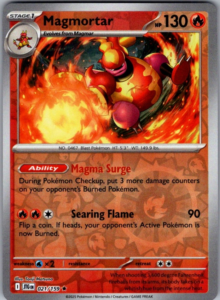 Magmortar Reverse Holo Rare SV09: Journey Together 021/159 NM