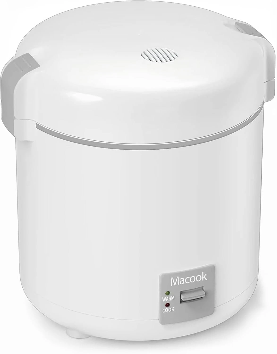 Mini Rice Cooker 1-1.5 Cups, Nonstick Pot, One Touch & Keep Warm, White Cooker