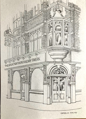 Zeichnungen von London Pubs - handgezeichnet mit Bleistift