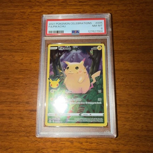 Pokémon Pikachu TCG Celebrations Holo Full Art Rare Card 005/025 PSA 8