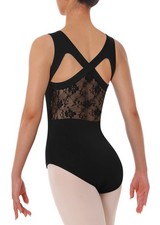 Womens Lace Leotard For Dance Ballet Tank Crisscross Back Gymnastics Wear