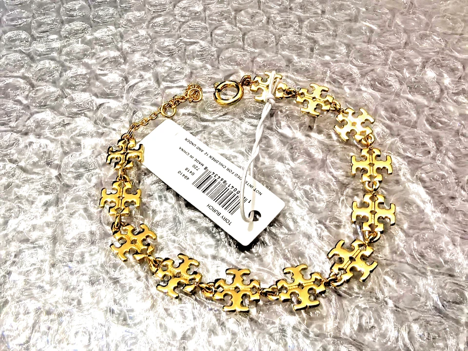 Nuevo Tory Burch TB Logo Pulsera Oro Foto 2 de 2