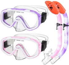 KUYOU Kids Snorkel Set, Children Anti-Fog Diving Mask Swimming Goggles Dry Top