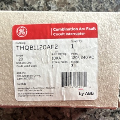 GE THQB1120AF2 20A 1-Pole 120/240V AC AFCI Bolt-On Circuit Breaker