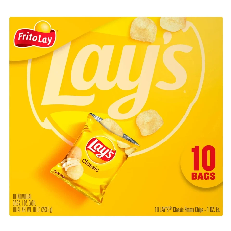 Lay's Classic Potato Snack Chips, bolsas de 1 oz, paquete múltiple de 10 unidades Foto 3 de 3