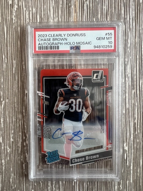 2023 Panini Clearly Mosaic SP Donruss - Chase Brown #55 Autographs PSA 10