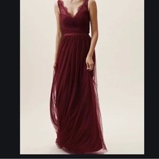 Anthropologie BHLDN Samantha Tulle Maxi Dress Hitherto Wine 4 Bridesmaid Prom