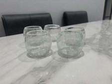 5 Crackled Effect Glass Tea Light Candle Holders