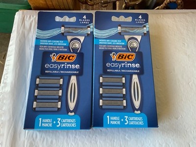 Bic Easy Rinse Refillable Men's Razors  - 1 Handle 3 cartridges Lot of 2