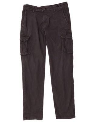 Gas Mens Straight Cargo Trousers Large W34 L32 Black Cotton DI05