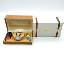  Near MINT Gucci Change Bezel 12 Colors White Gold Dial Women Watch S size 