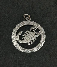 925 Sterling Scorpio Horoscope Charm Pendant 1in - 2.94g
