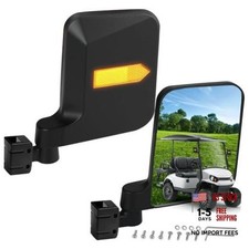 No Drilling Golf Cart Side Mirrors with Built-In Black with Reflective Strips