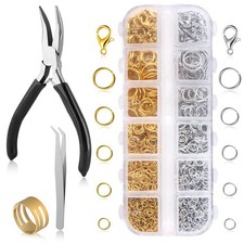 1200Pcs Silver and Gold with Pliers Jump Rings Jewelry Making Kit and Necklac...