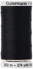 Gutermann Sew-All Thread, Polyester, Black, 250 m, 5.5x2.5x2.5 cm