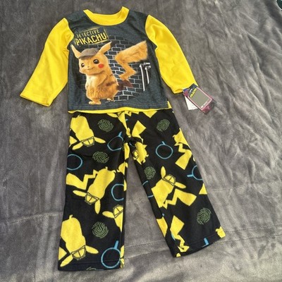 Pokemon Detective Pikachu  Youth Boys 2 Pc Fleece Pajama Set   NWT  Size 4
