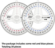 360 Protractor Pack of 30 Protactors Plastic Protractor Math Protractors Cle...