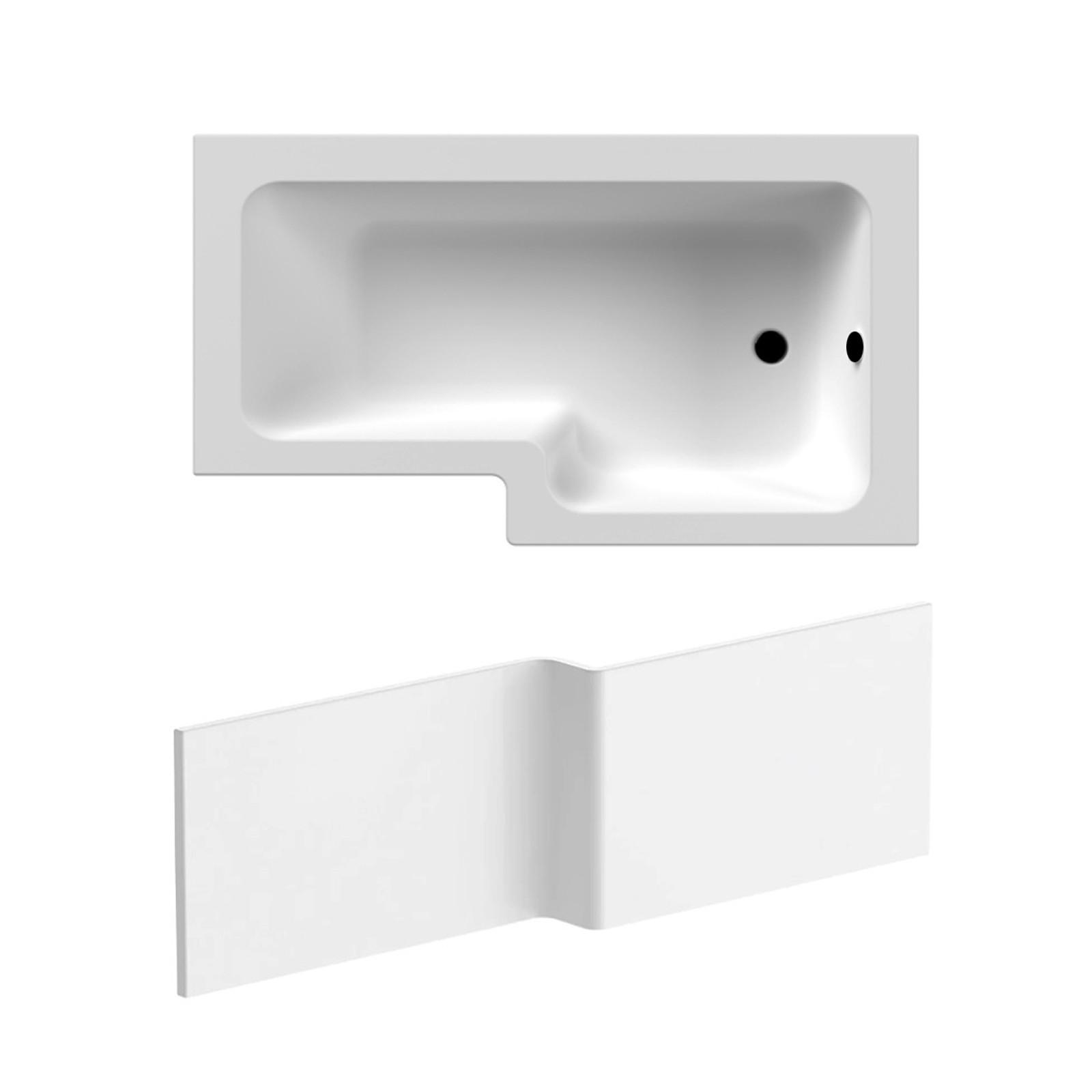 L Shaped RH 1500mm Shower Bath Acrylic & Front Panel
