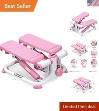 Pink Mini Stepper for Home Workout - Adjustable Cardio Machine, 220 LB Capacity