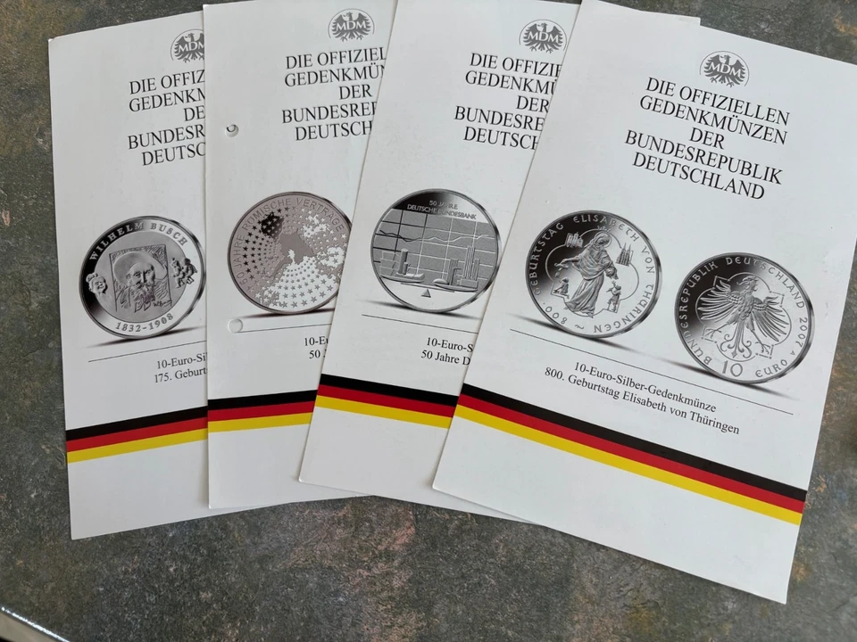 Schöne Fünf 10 - Euro Silbermünzen 925/1000 des Jahres 2007 Stempelglanz m. Zert - Bild 4 von 4