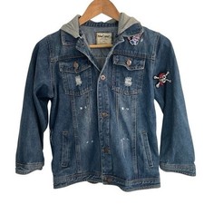 MaCam Boys Collection Kids Blue Denim Jacket with Patches Size 150