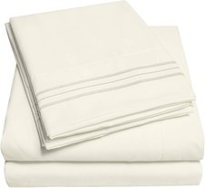 RV Bed Linen Set, Short Queen, Ivory - 1500 Supreme Collection, 6Pc, Deep Poc...