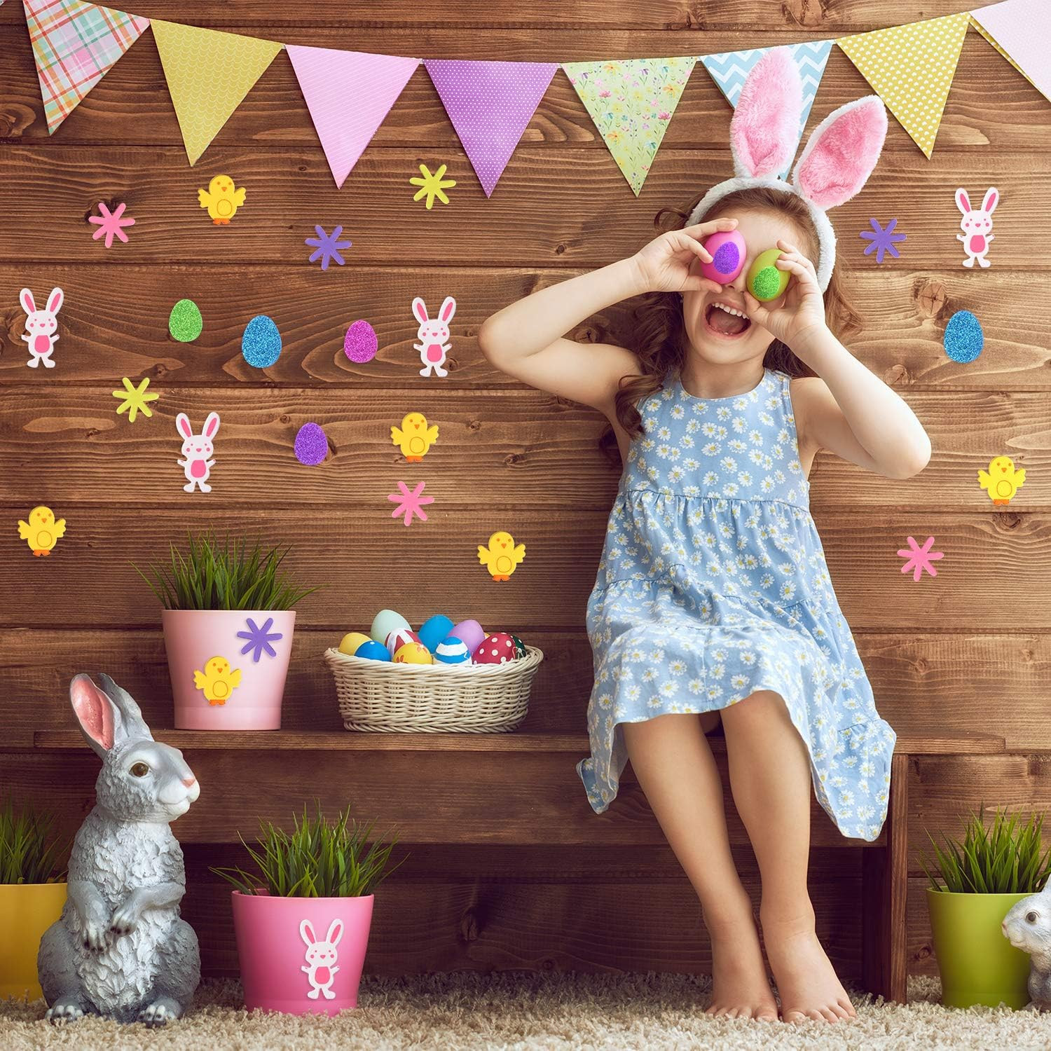 160 Pcs Easter Foam Stickers Animal Shape Self Adhesive Easter Stickers Glitter 