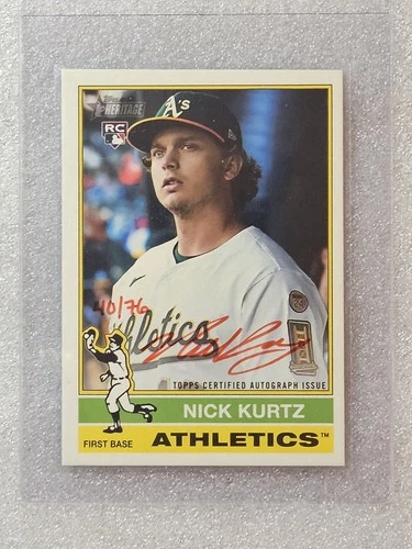 2025 Topps Heritage High Number Real One Autograph Nick Kurtz RC 40/76 Athletics - Picture 1 of 11